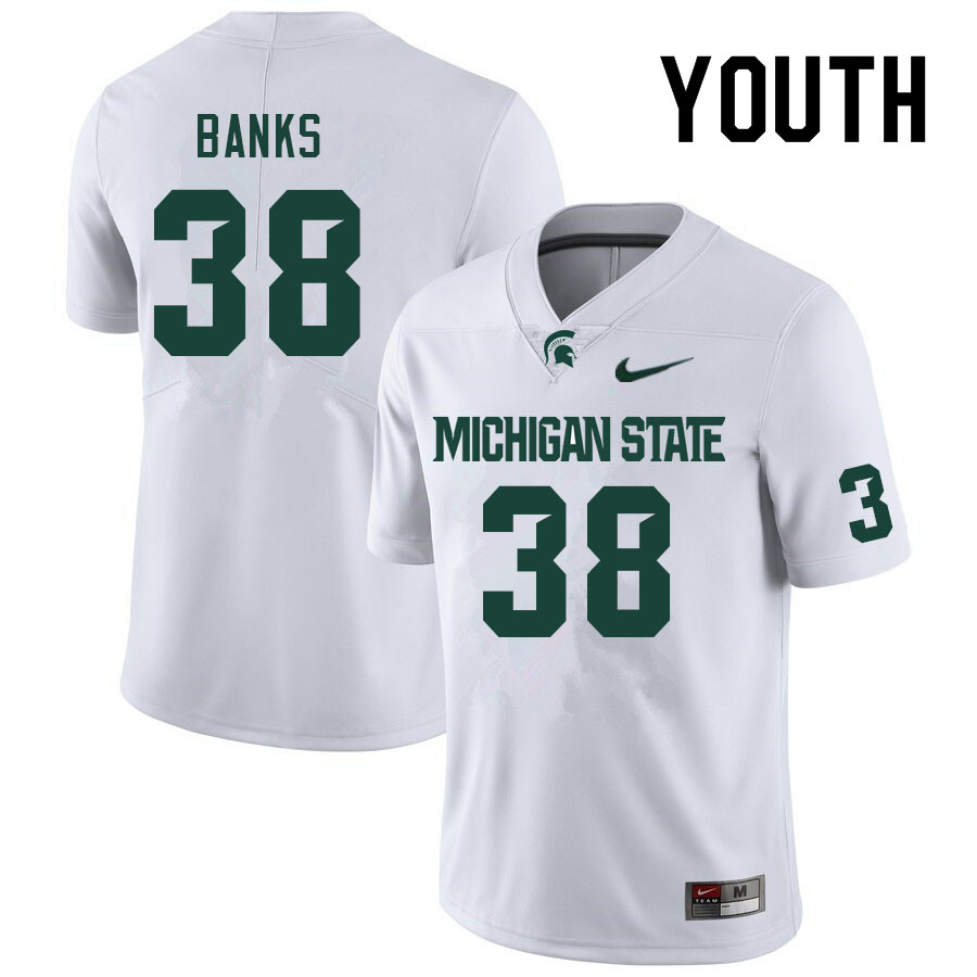 Youth #38 Christian Banks Michigan State Spartans College Football Jerseys Sale-White